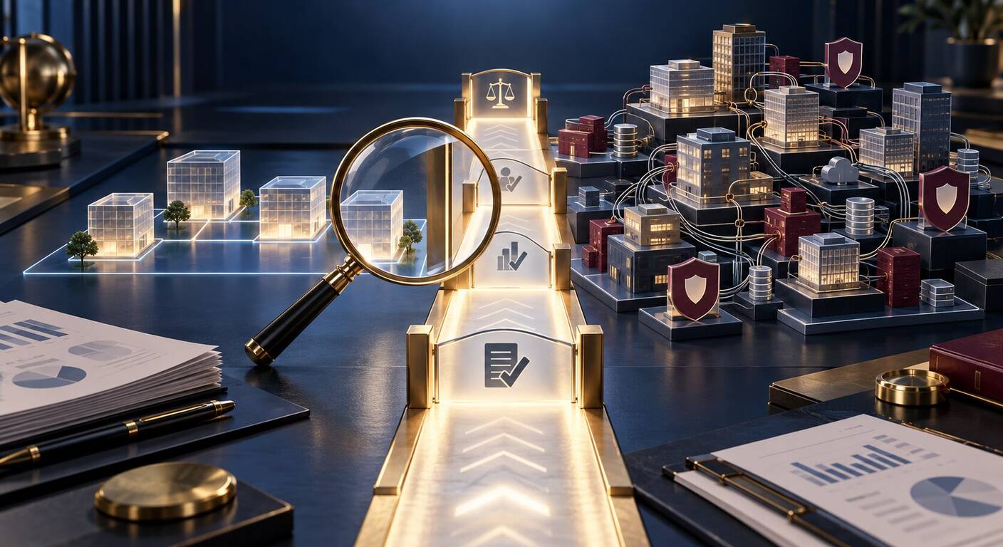 An audit eligibility gateway separating a simple company structure from a complex corporate group